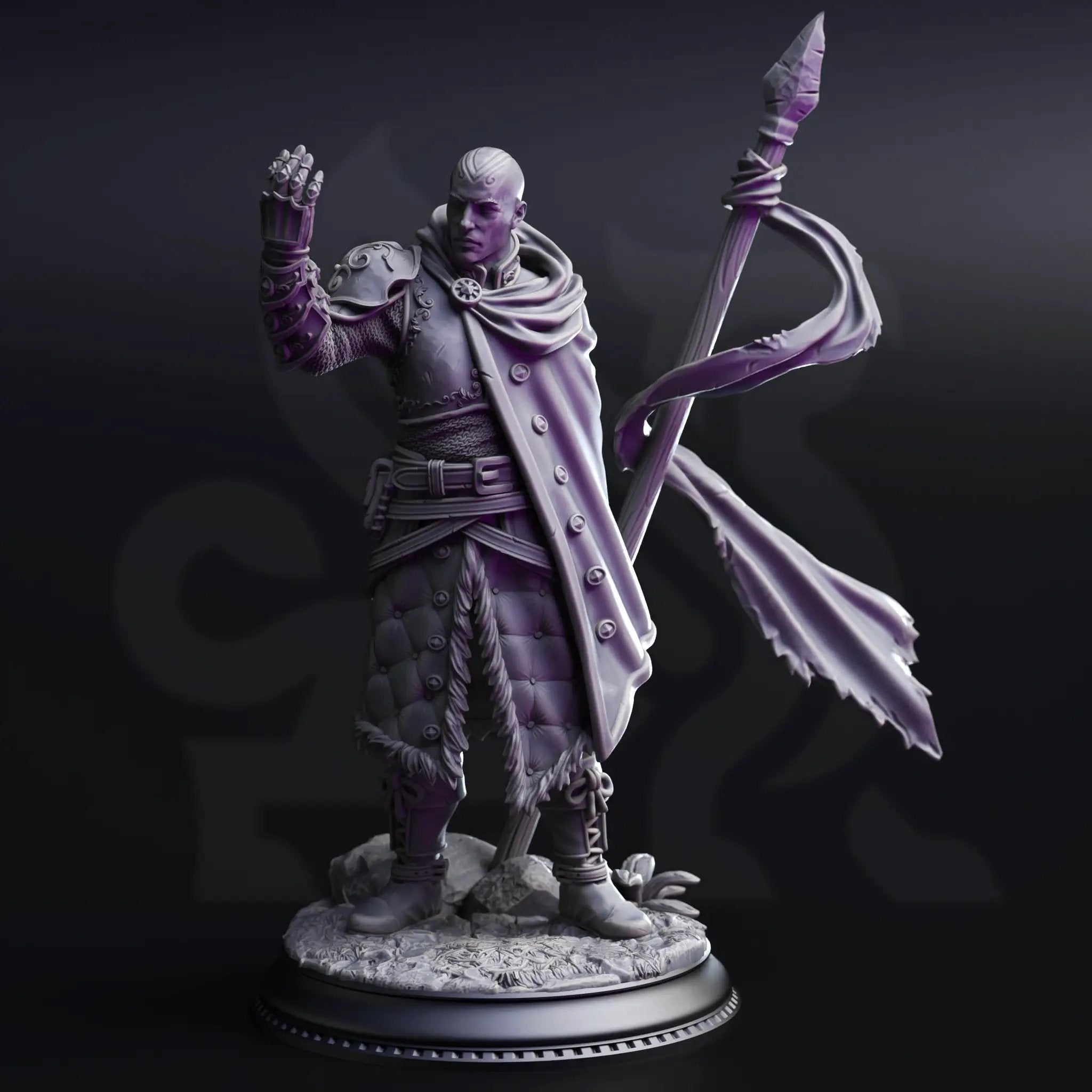 3D printed Psionic Knight miniature by Last Hope Miniatures from DM Stash, featuring detailed armor and psychic energy effects.
