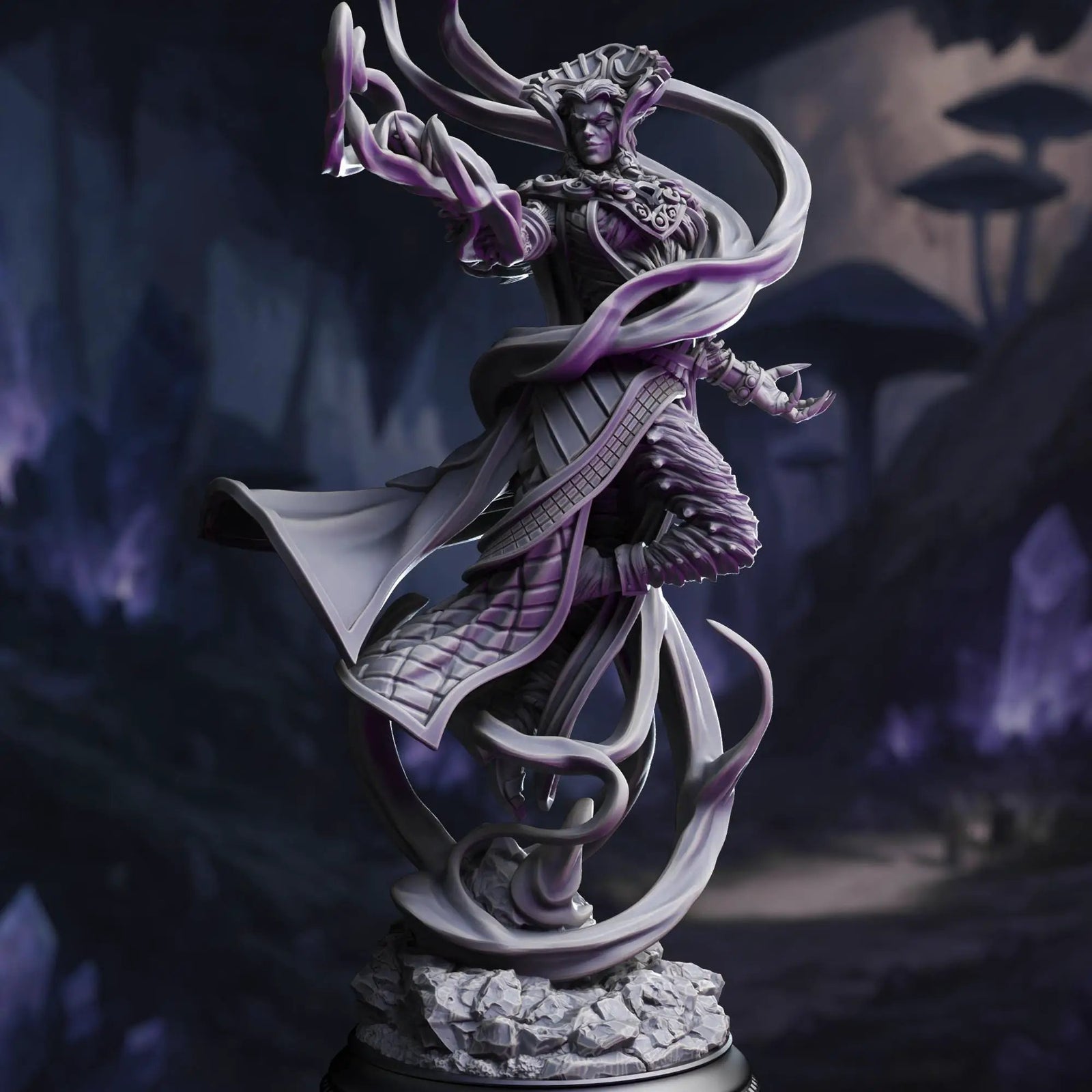 3D printed Planar Sorceress figurine by Last Hope Miniatures, detailed fantasy miniature with intricate design and dynamic pose.