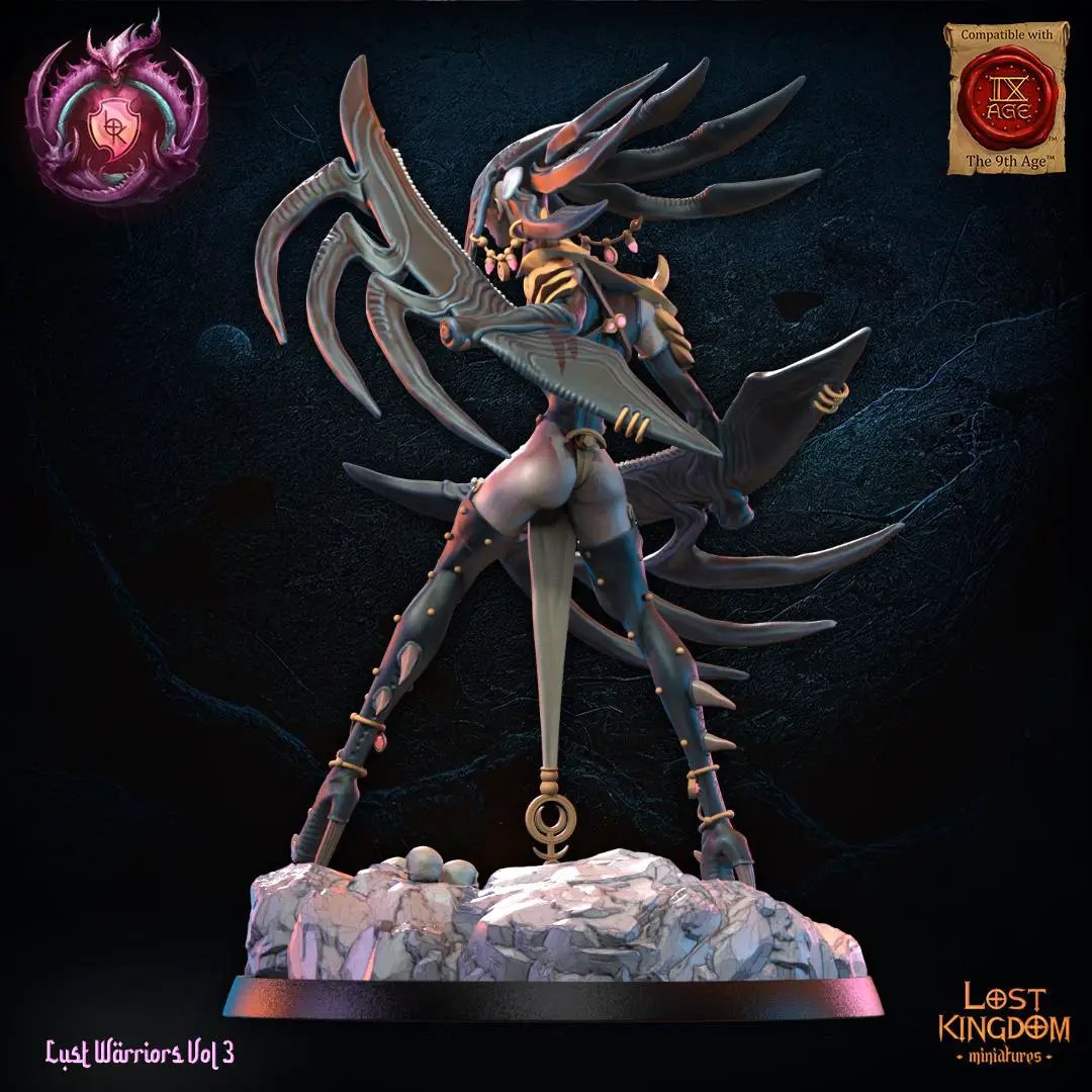3D printed Alize - Lust Princess miniature by Lost Kingdom Miniatures, featuring detailed character design with vibrant colors and intricate details.