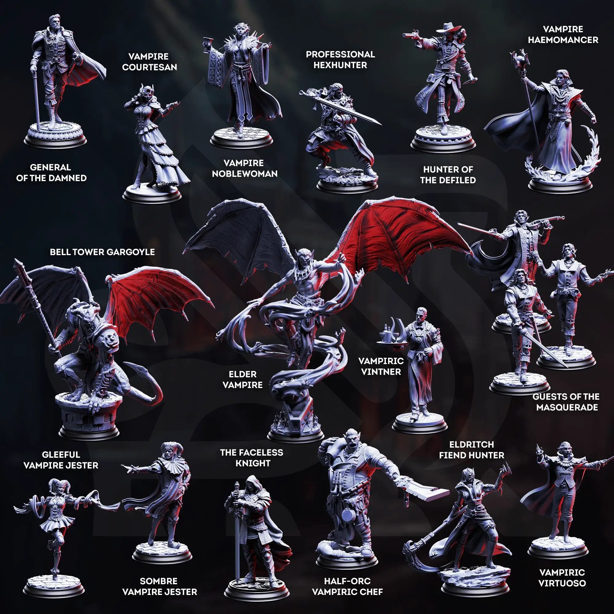 3D printed faceless knight miniature from Last Hope Miniatures' Visage series, featuring a detailed faceless armor design and weaponry.