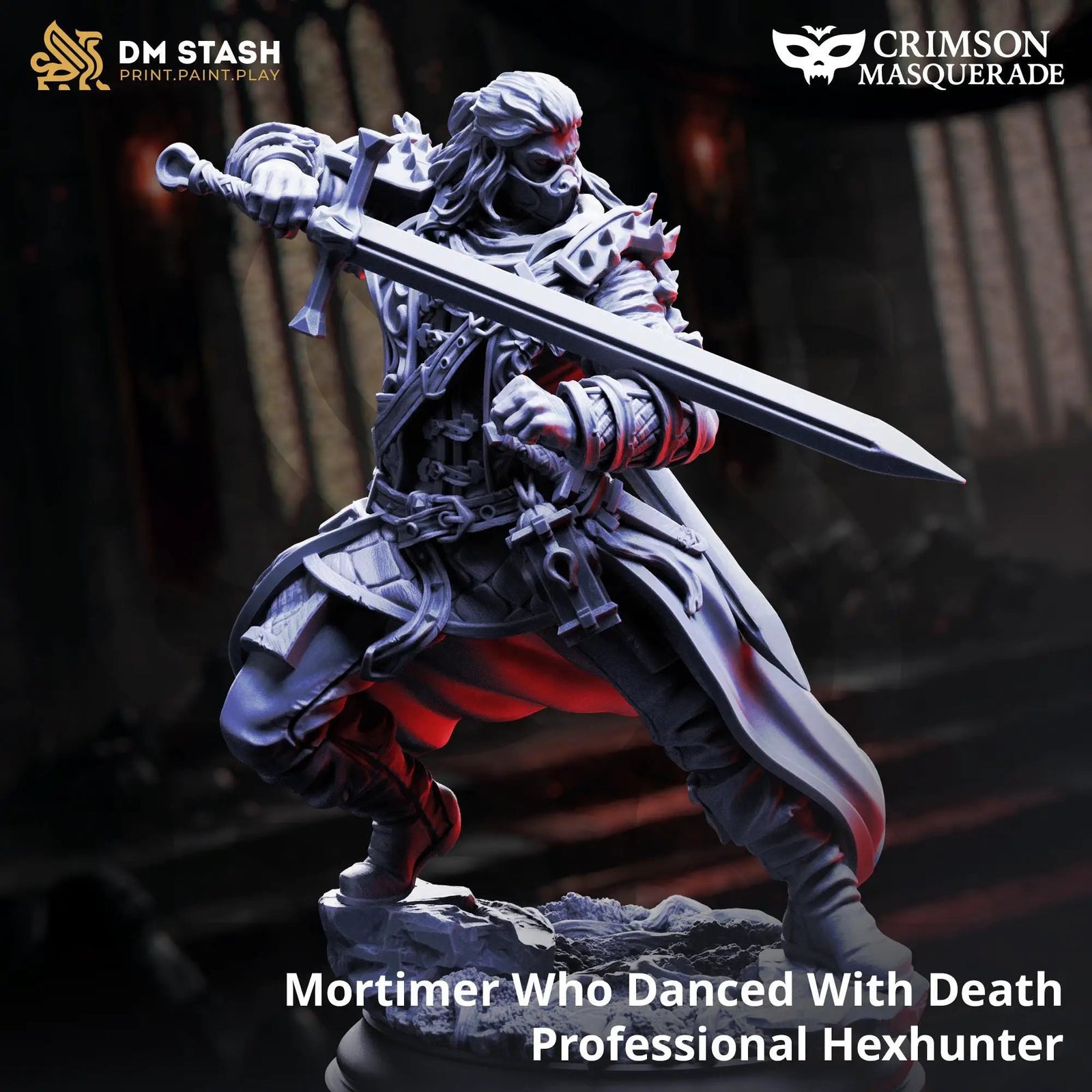 3D printed Professional Hexhunter Mortimer miniature by Last Hope Miniatures for tabletop gaming.