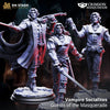 Three 3D printed Vampire Socialites miniatures by Last Hope Miniatures, featuring detailed vampire characters for tabletop gaming.