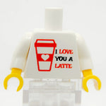 Printed "I Love You A Latte" Minifig Torso made using LEGO parts - B3 Customs by B3 Customs