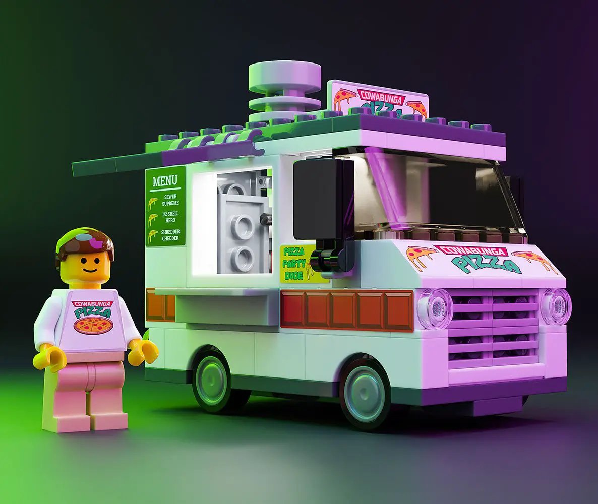 Cowabunga Pizza - B3 Customs® Food Truck w/ Minifigure by B3 Customs