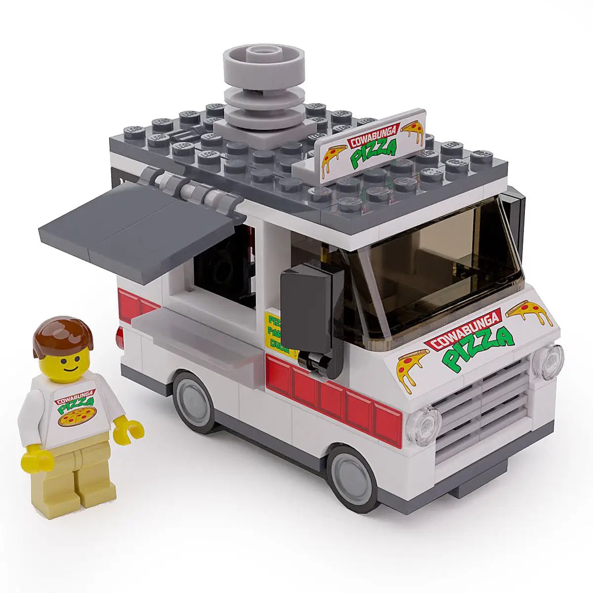 Cowabunga Pizza - B3 Customs® Food Truck w/ Minifigure by B3 Customs