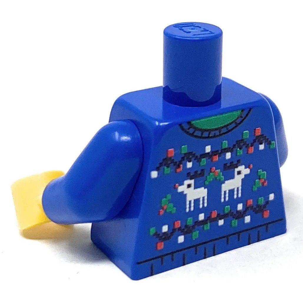 Custom Ugly Blue Christmas Reindeer Sweater Printed Torso made using LEGO parts by B3 Customs