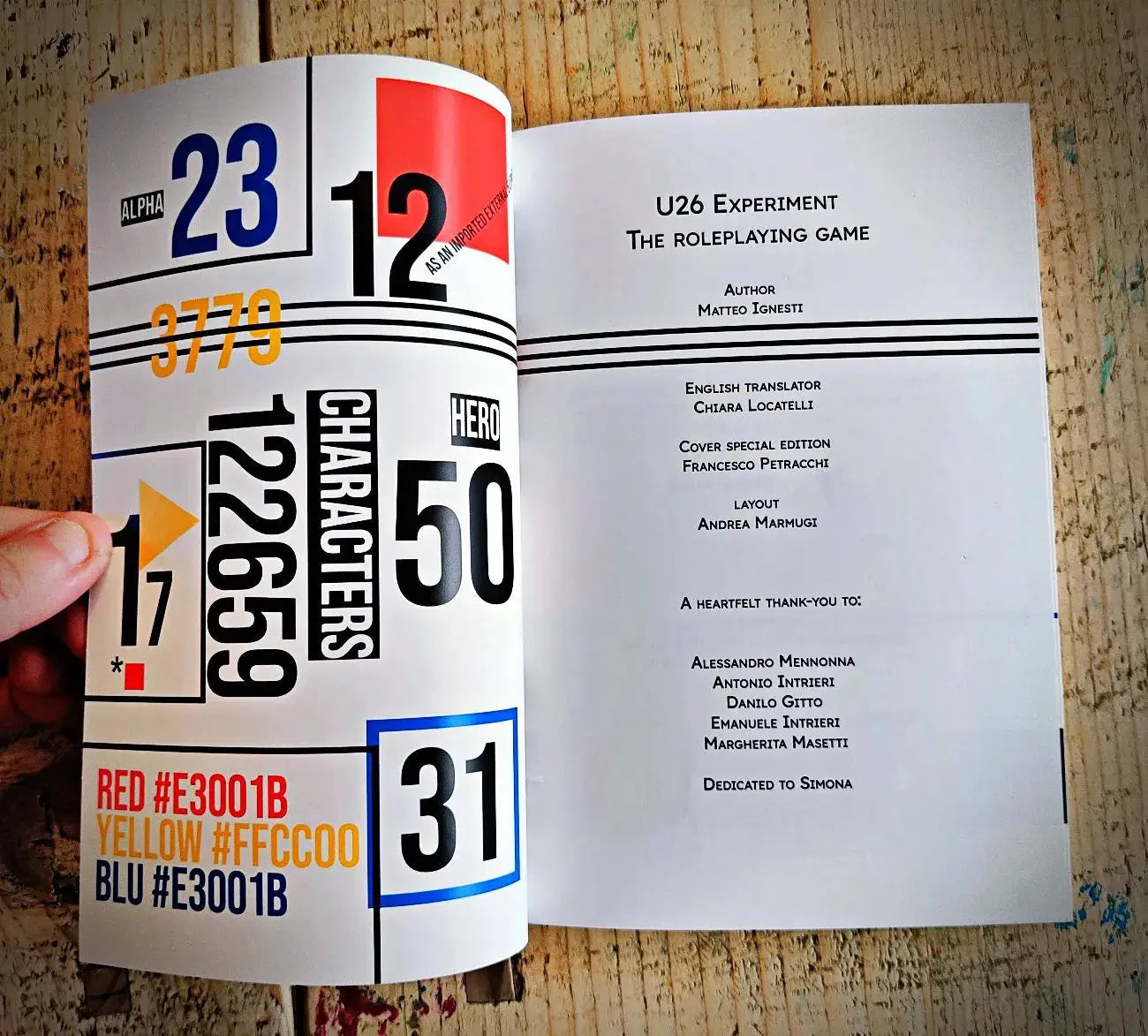 U26 Experiment RPG book and PDF by Imagining Games, featuring role-playing game content and artwork on the cover.