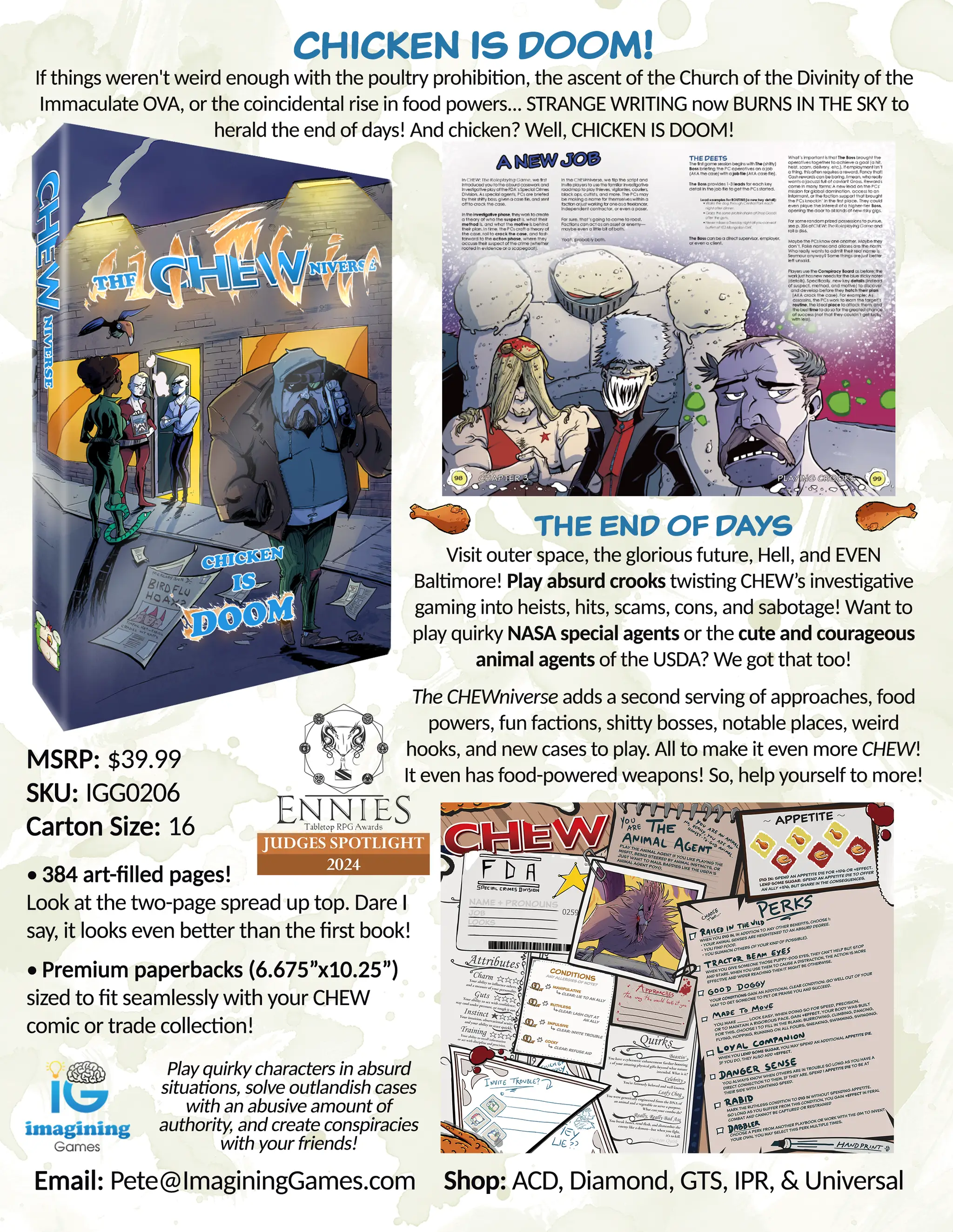 Cover image of CHEWniverse RPG supplement by Imagining Games, featuring colorful artwork and role-playing game content in PDF format.