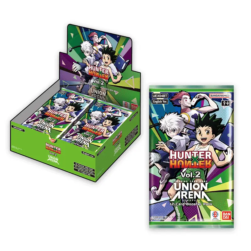 Union Arena Booster Pack Hunter x Hunter Vol.2 trading card game pack from The Mighty Hobby Shop, featuring colorful illustrated cards.