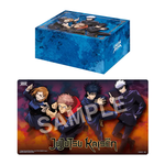 Union Arena Jujutsu Kaisen playmat and half storage box set from THE MIGHTY HOBBY SHOP, featuring vibrant anime-themed designs.
