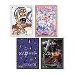 Official One Piece TCG card sleeves featuring colorful character artwork, designed to protect trading cards.