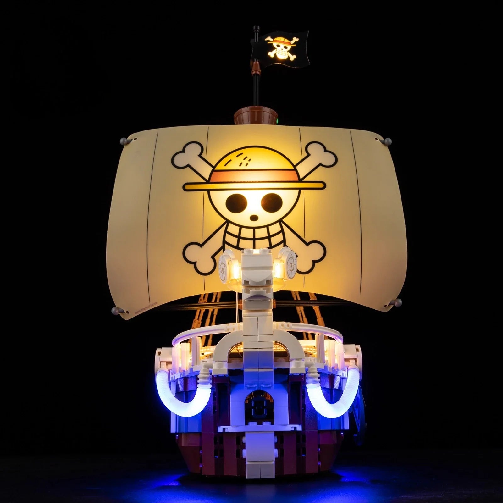 Going Merry LED light set for 75639 model, anime figure from Infinite Visibility, showing the illuminated lamp and detailed figure features.