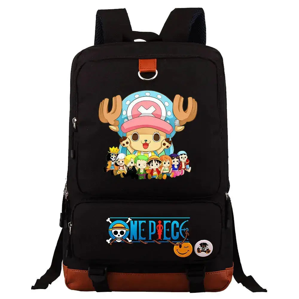Unisex Luffy One Piece printed backpack by Infinite Visibility with adjustable straps and spacious main compartment for school or travel.