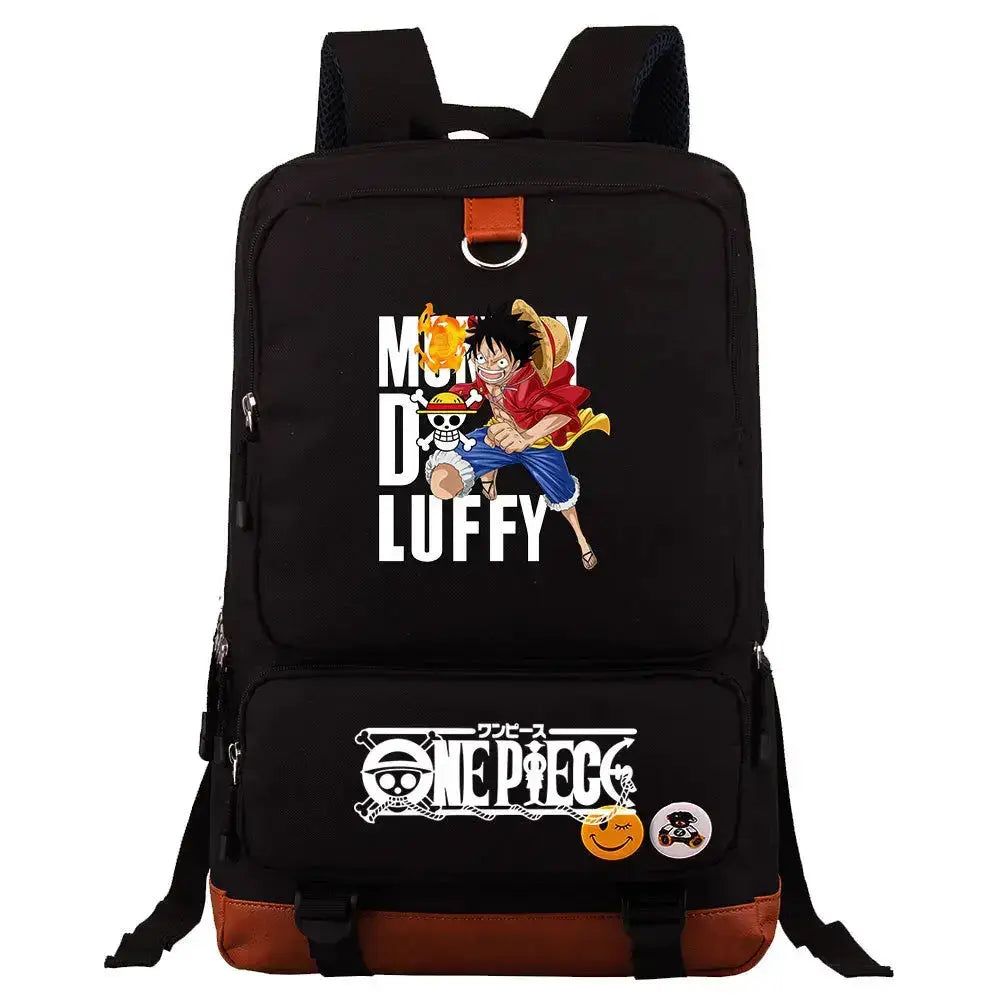 Unisex backpack with Luffy print from Infinite Visibility, featuring a spacious school and travel bag design with adjustable straps.