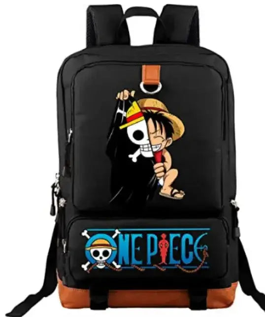 Unisex backpack featuring Luffy print from One Piece, ideal for school or travel by Infinite Visibility.