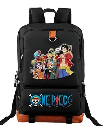 Unisex backpack featuring Luffy printed design, ideal for school and travel, by Infinite Visibility.