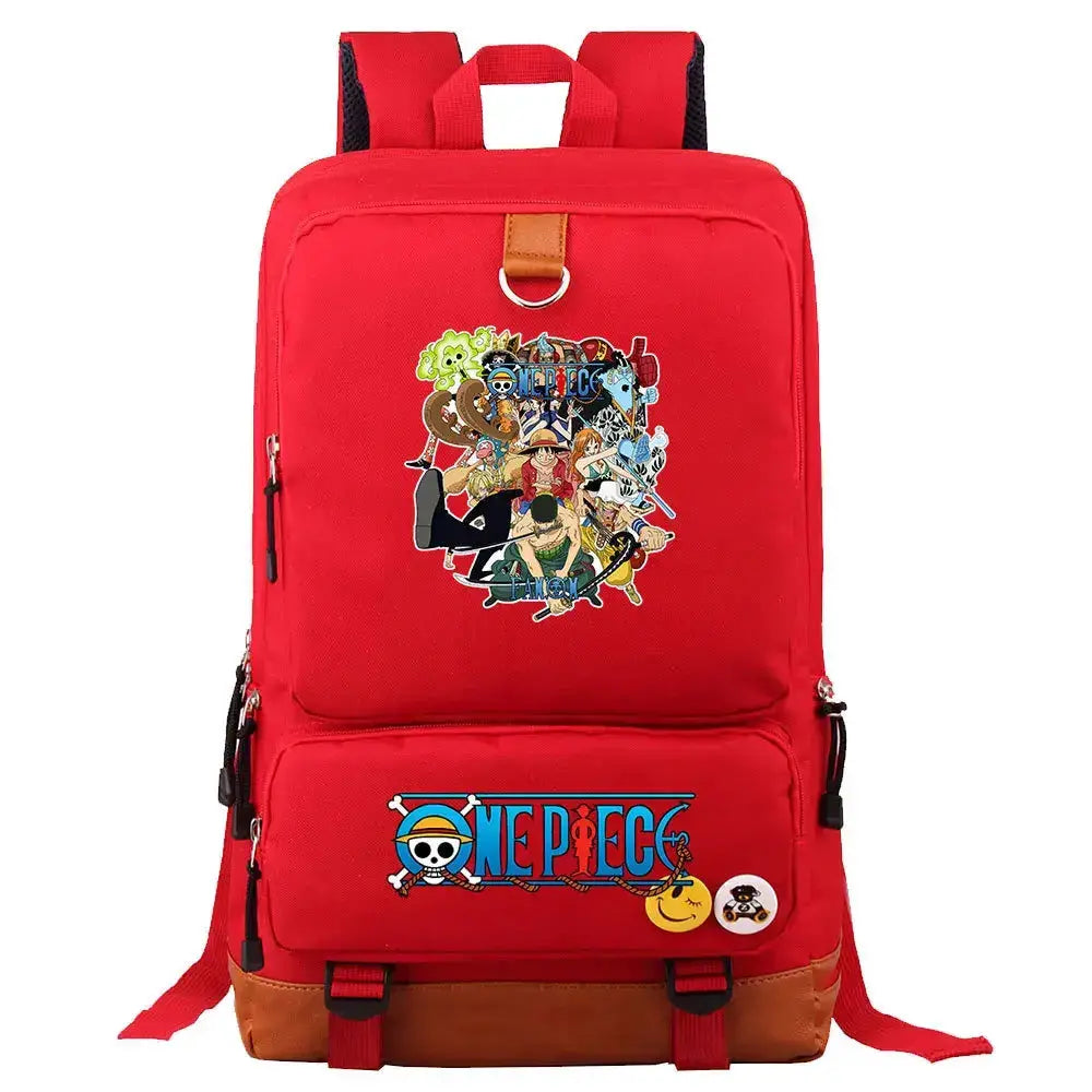 Unisex backpack featuring Luffy print from One Piece, suitable for school and travel, by Infinite Visibility.