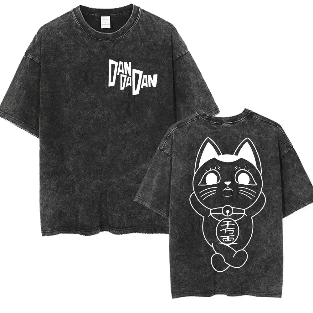 Vintage washed Dandadan Okarun graphic T-shirt by Infinite Visibility, featuring bold Okarun artwork on soft cotton fabric.