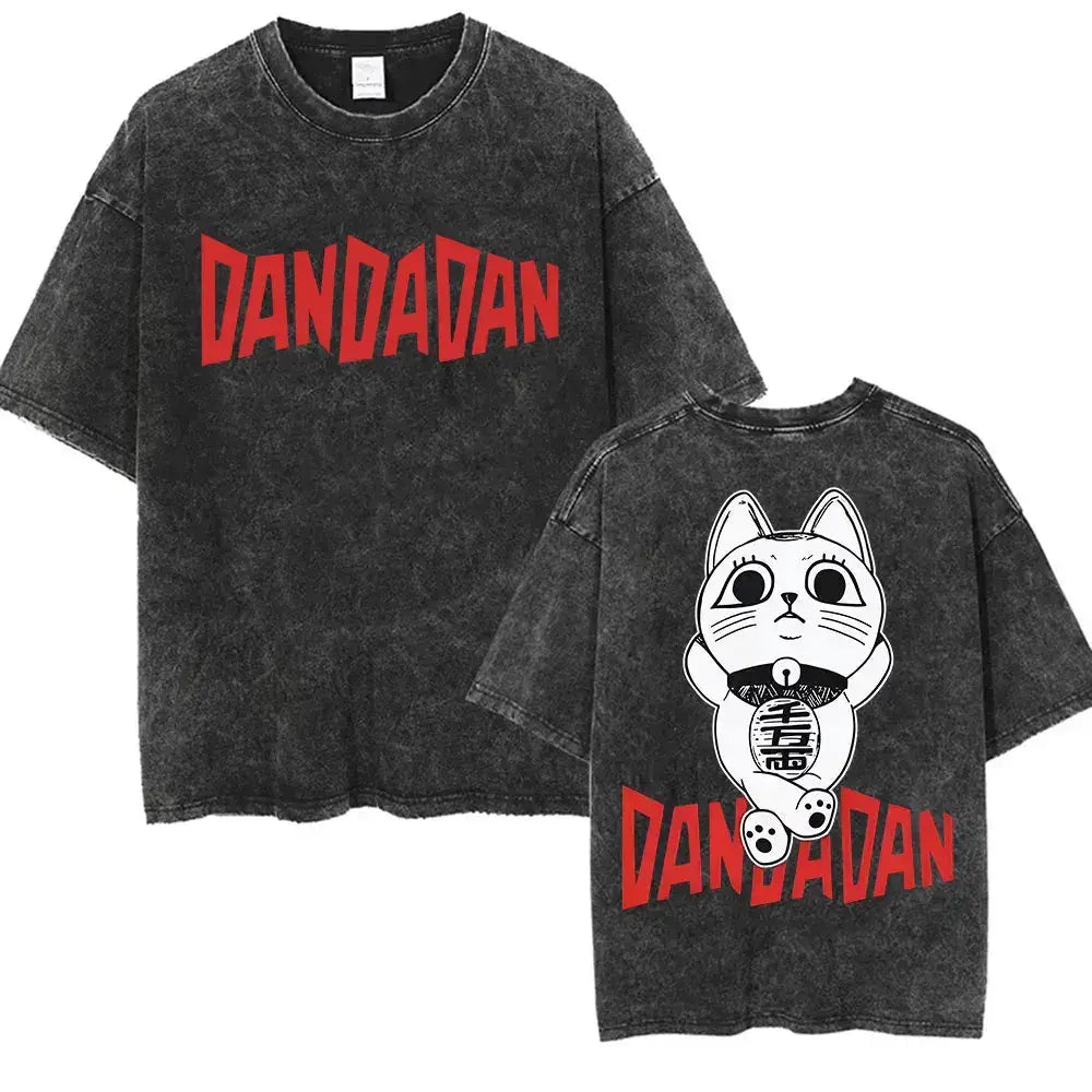 Vintage washed Dandadan Okarun graphic T-shirt by Infinite Visibility, featuring detailed Okarun illustration on soft fabric.