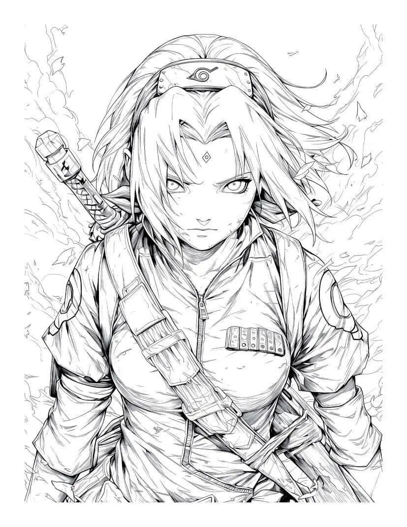 Anime Action Stars Coloring Book Vol 1 featuring 60 pages of anime characters for teens and adults, digital download.