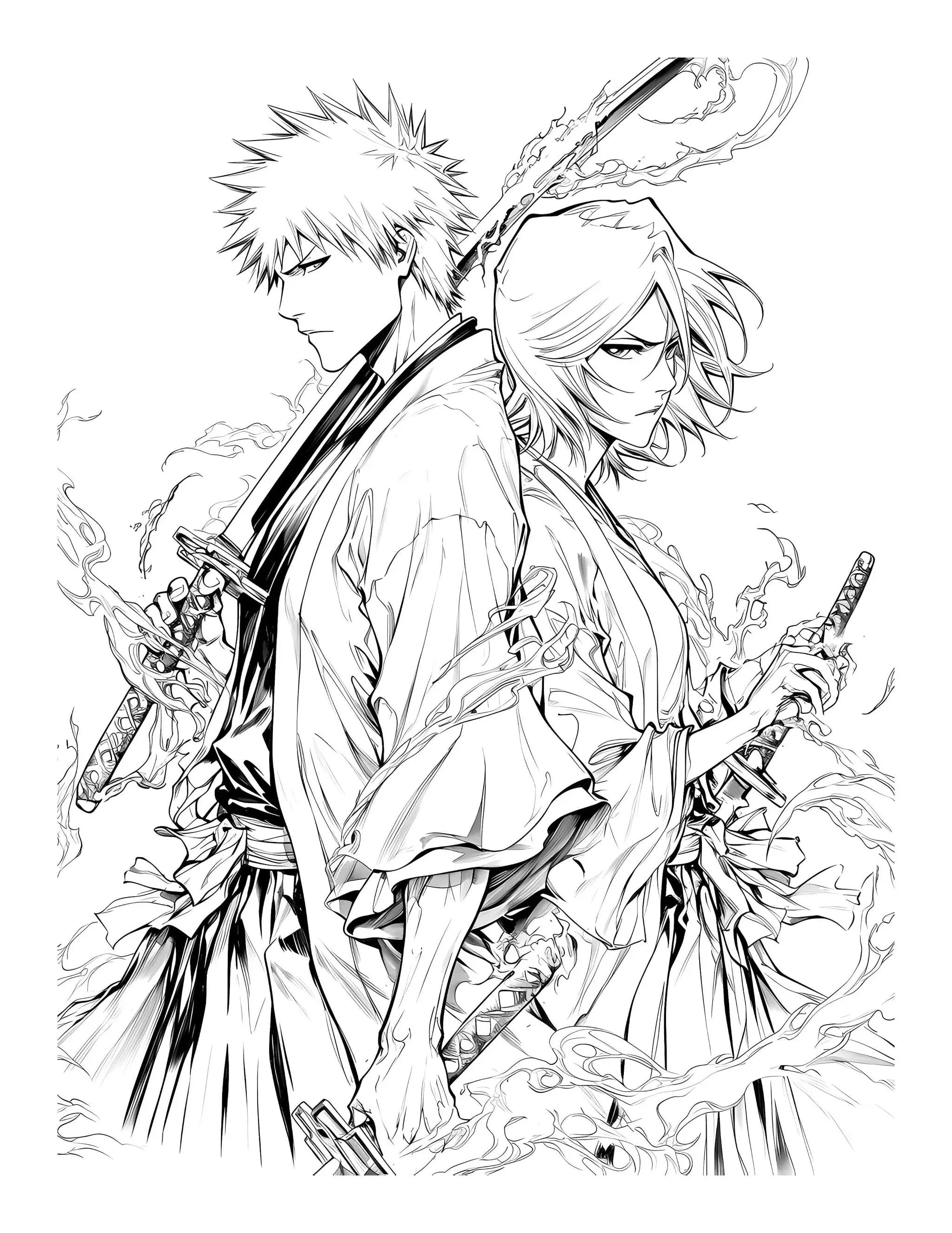Anime Chronicles Bankai Unleashed! Bleach coloring book by Infinite Visibility, featuring detailed illustrations of anime characters.