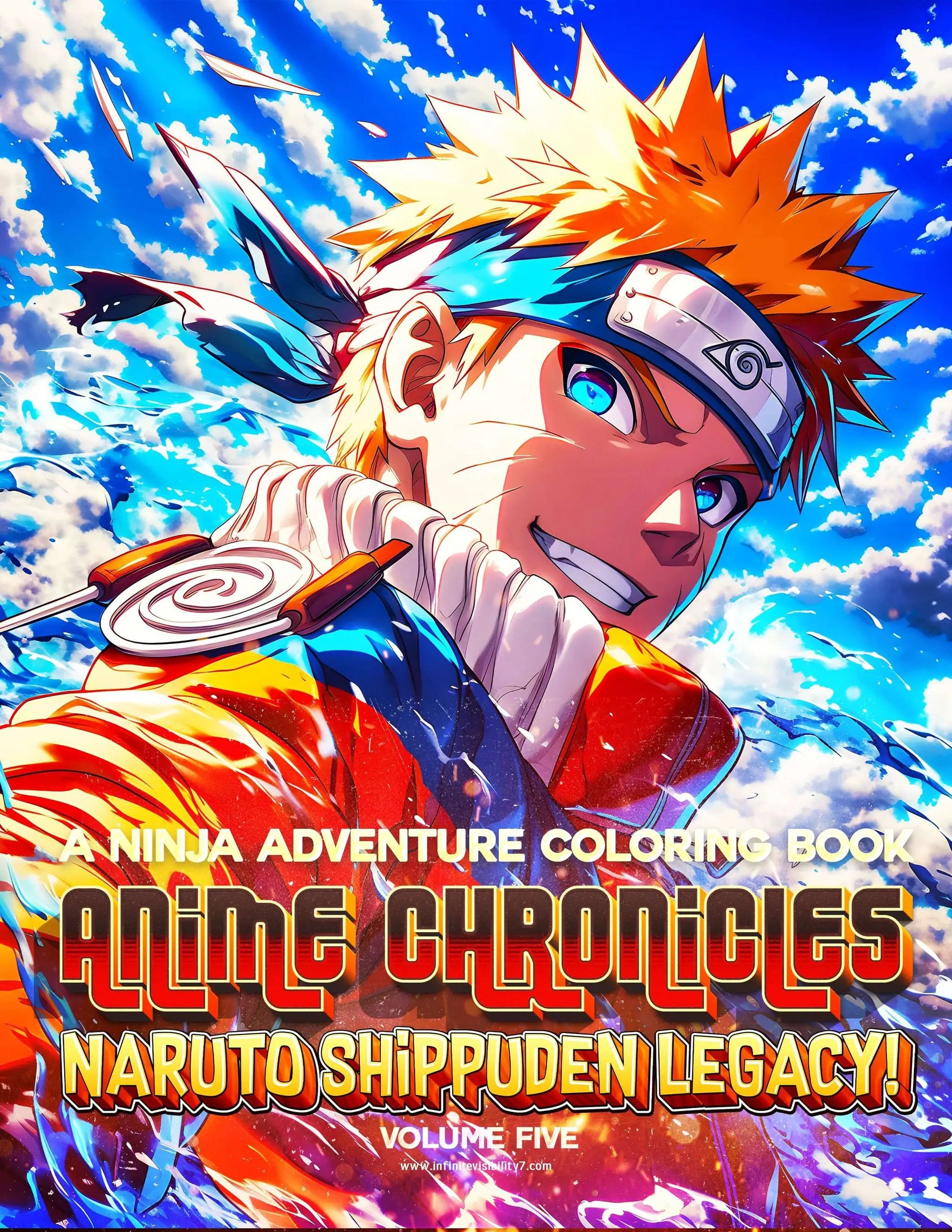 Anime Chronicles Naruto Shippuden Legacy coloring book by Infinite Visibility featuring ninja characters and adventure scenes.