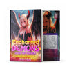 Anime Waifu demon girls coloring book for adults, featuring intricate demon-themed illustrations from Enchanted Demons series.