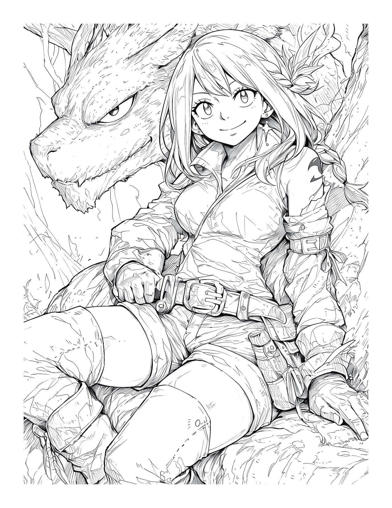 Digital download of Fairy Tail coloring book by Infinite Visibility, featuring 60 pages of anime-inspired illustrations for coloring.