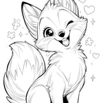 Cute winking fox coloring page by Infinite Visibility, featuring an adorable fox with a playful expression for kids to color.