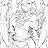 Anime coloring page featuring Albedo from Seraph of Colors, created by Infinite Visibility, with intricate line art for coloring.