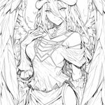 Anime coloring page featuring Albedo from Seraph of Colors, created by Infinite Visibility, with intricate line art for coloring.