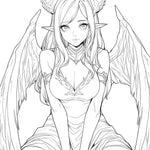 Demonic Grace anime coloring page by Infinite Visibility featuring intricate demonic and mystical design elements.