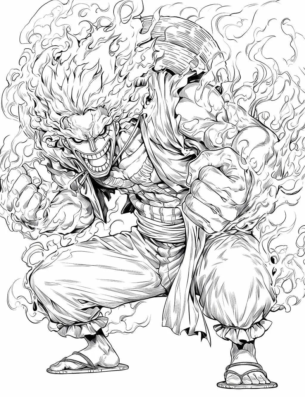 Coloring page featuring a dynamic one-piece character from Infinite Visibility, perfect for unleashing creativity.