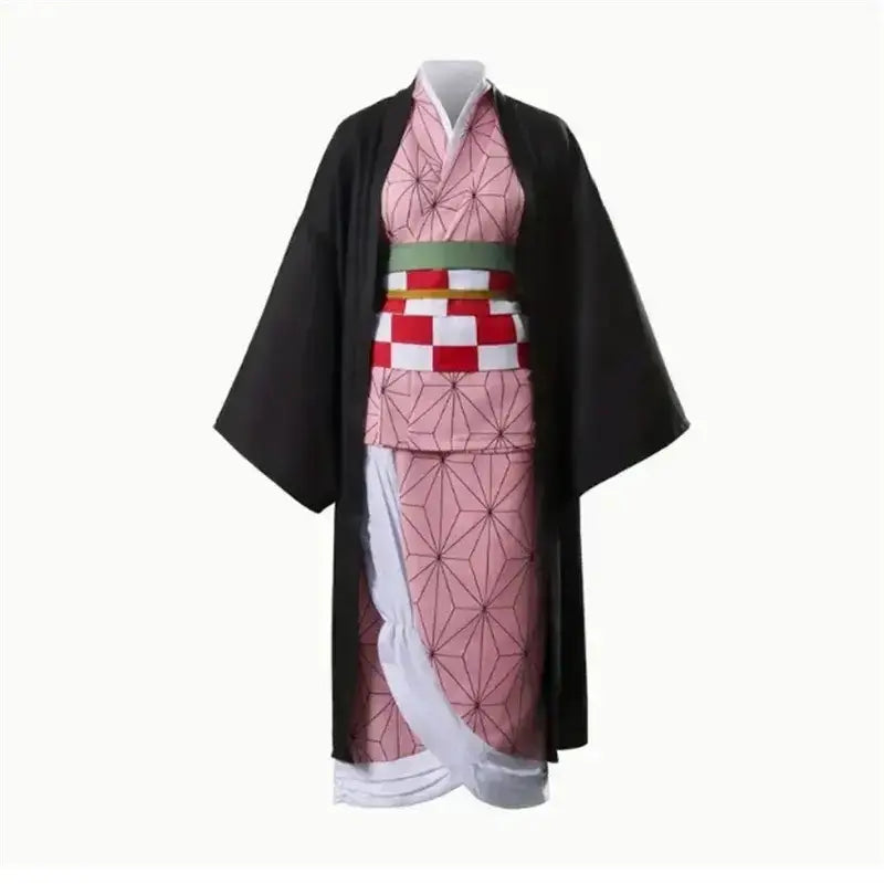 Adult Nezuko Kamado cosplay costume from Demon Slayer featuring a kimono set, by Infinite Visibility with traditional design details.