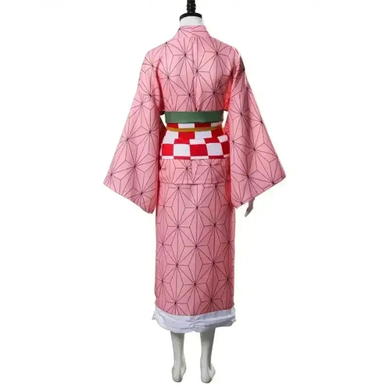 Adult Nezuko Kamado cosplay costume featuring Demon Slayer kimono set, with traditional design and vibrant colors.