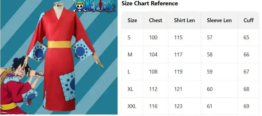 Monkey D Luffy cosplay costume from One Piece featuring the Egghead suit by Infinite Visibility, shown in a detailed front view.