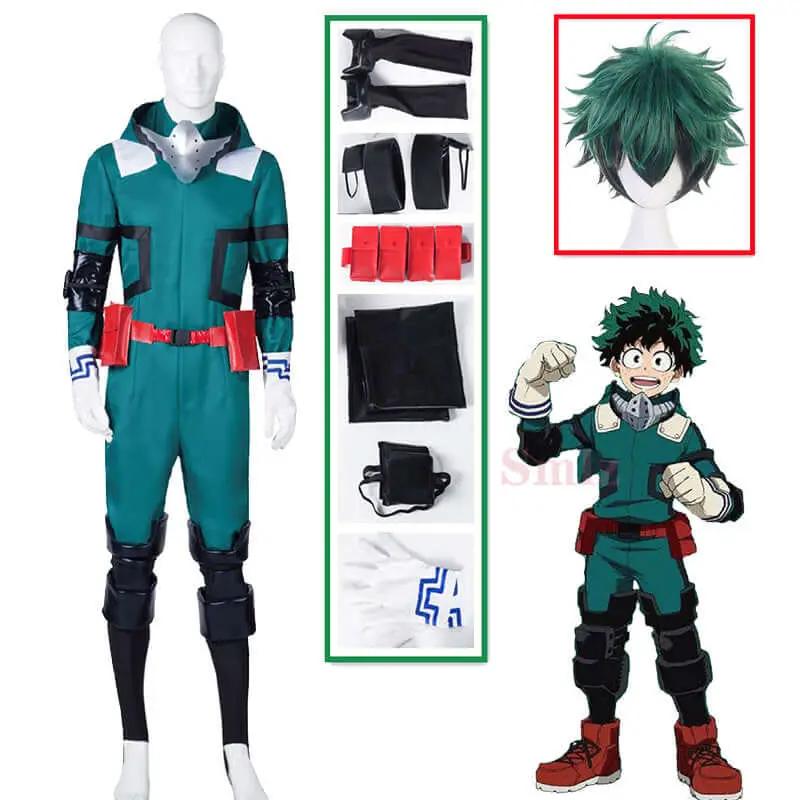 Midoriya Izuku Deku cosplay costume from My Hero Academia featuring green jumpsuit and costume details for fans and cosplayers.