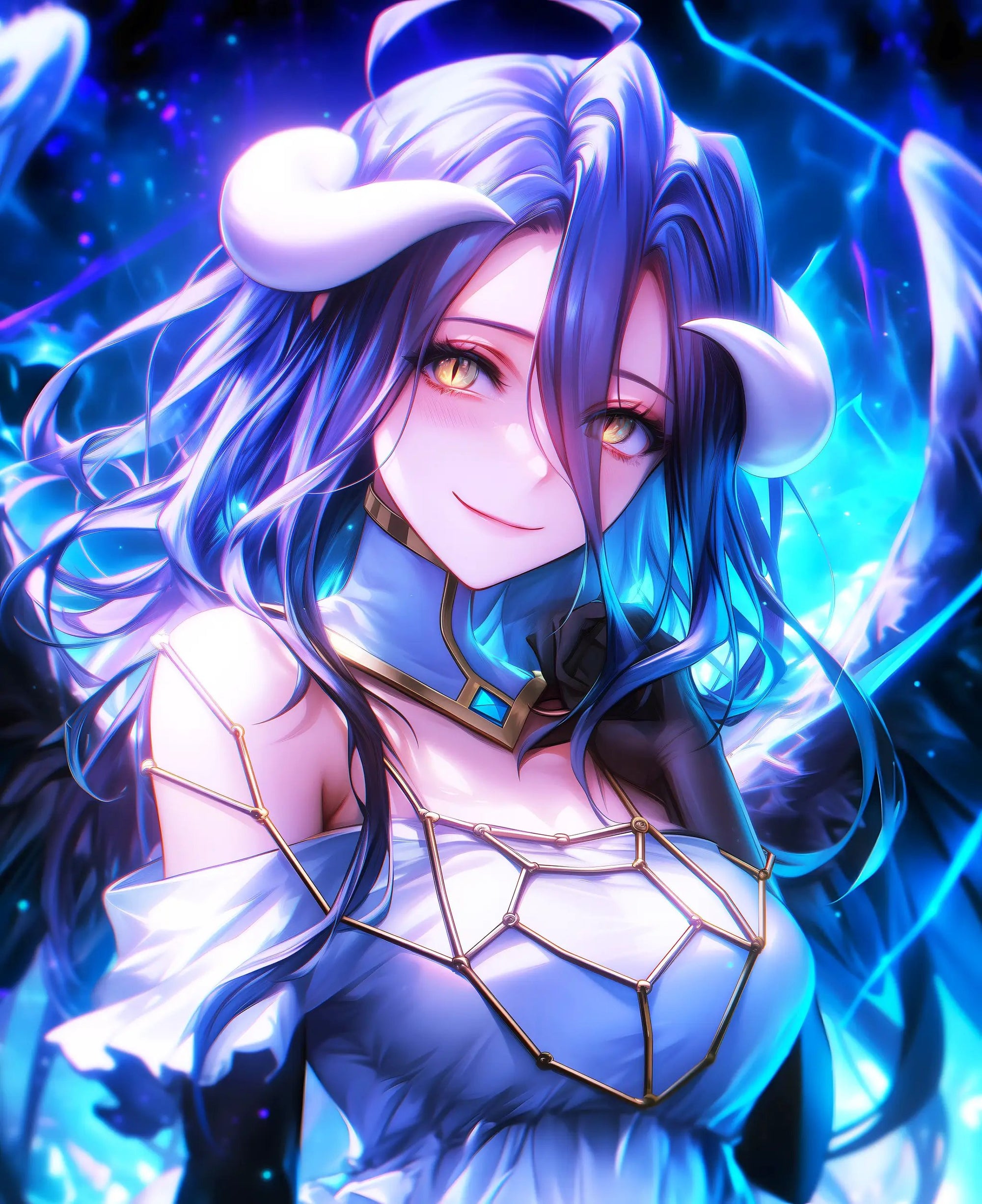 Digital artwork of Albedo's Overlord Majesty, a tribute piece by Infinite Visibility featuring detailed character design.