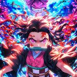 Digital product image of Nezuko Kamado from Demon Slayer, showcasing her inner turmoil, strength, and determination.