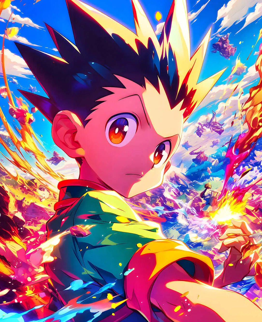 Digital artwork of Gon Freecss from Hunter x Hunter by Infinite Visibility, featuring dynamic and vibrant anime-inspired design.