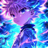 Digital art download of Killua Zoldyck from anime, featuring dynamic lightning and action-inspired design by Infinite Visibility.