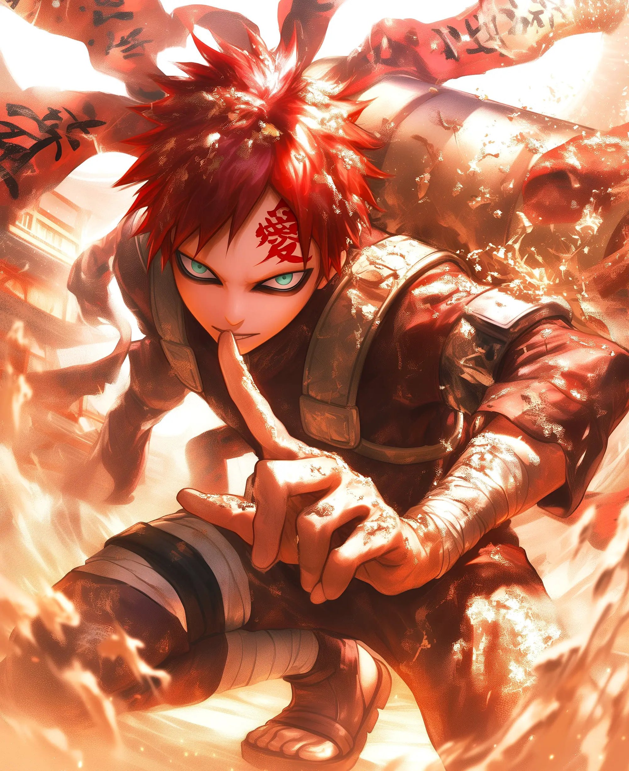 Gaara digital art illustration featuring sand and shadow effects, created by Infinite Visibility in a vibrant, detailed digital artwork.