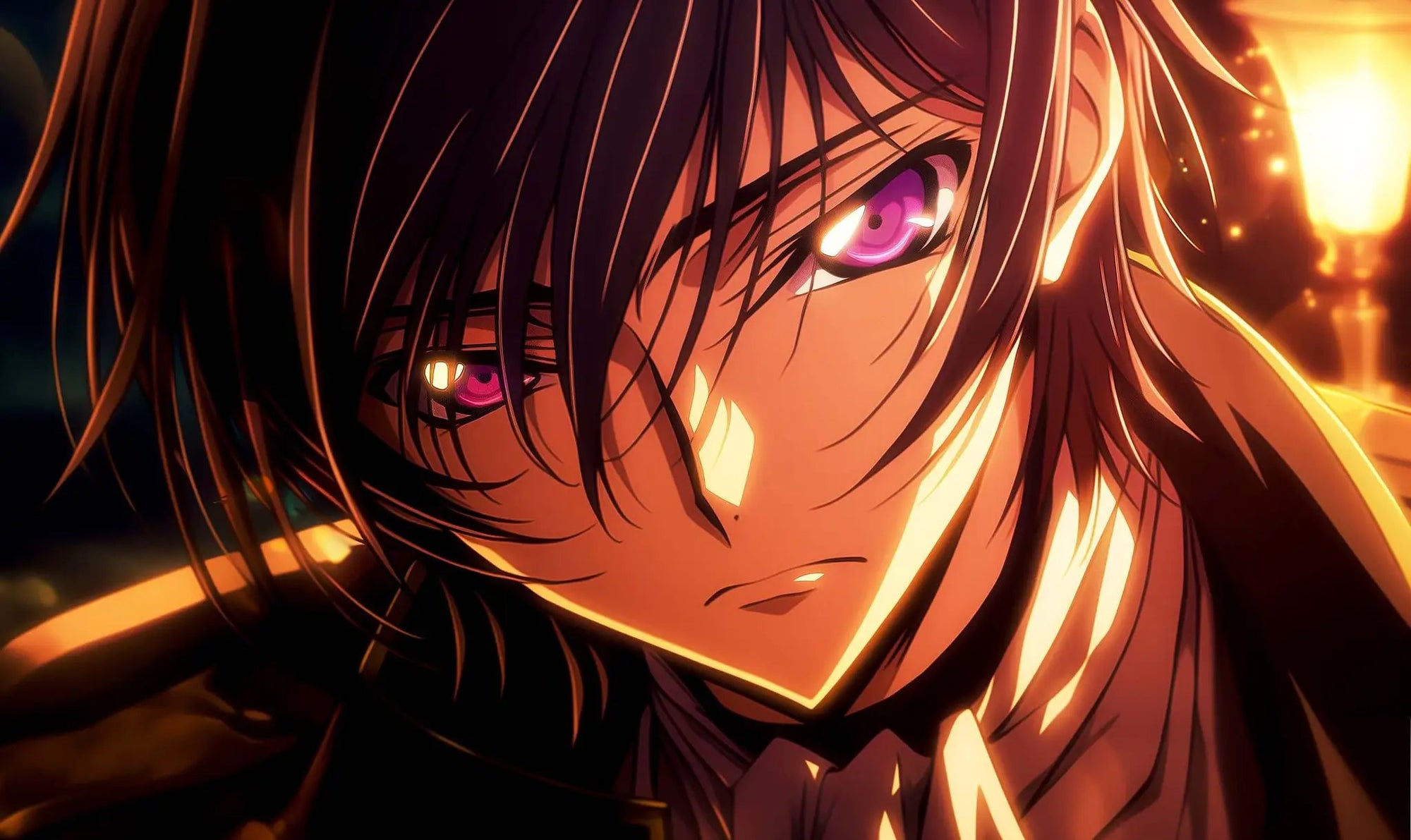 Digital artwork of Lelouch Lamperouge as the Geass Emperor from Infinite Visibility, showcasing his commanding gaze and detailed character design.