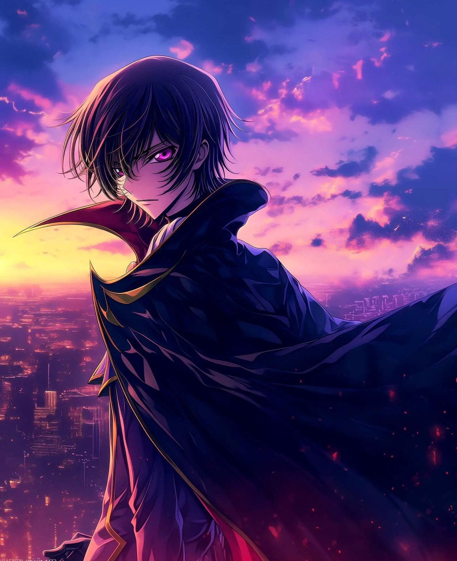 Digital artwork of Lelouch Lamperouge from Infinite Visibility, depicting the Geass Emperor's intense gaze and detailed character design.
