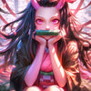 Digital artwork of Nezuko Kamado from Demon Slayer, showcasing her inner strength, determination, and fiery power.