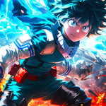 Digital art of Deku from My Hero Academia showcasing One For All power, available as a digital download by Infinite Visibility.