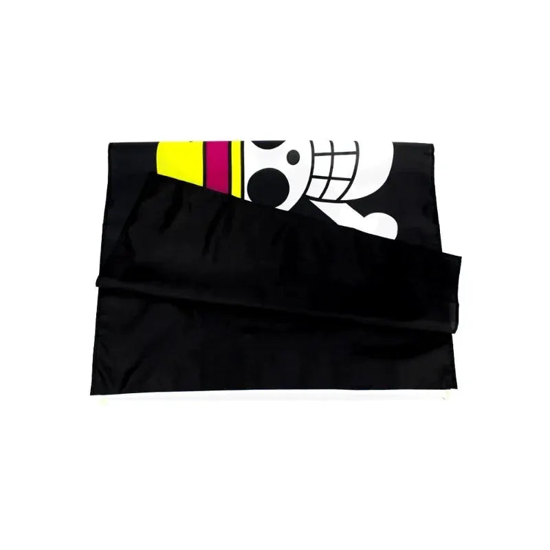 Straw Hat Pirates Jolly Roger flag banner for One Piece fans, featuring the iconic black skull and crossbones design.