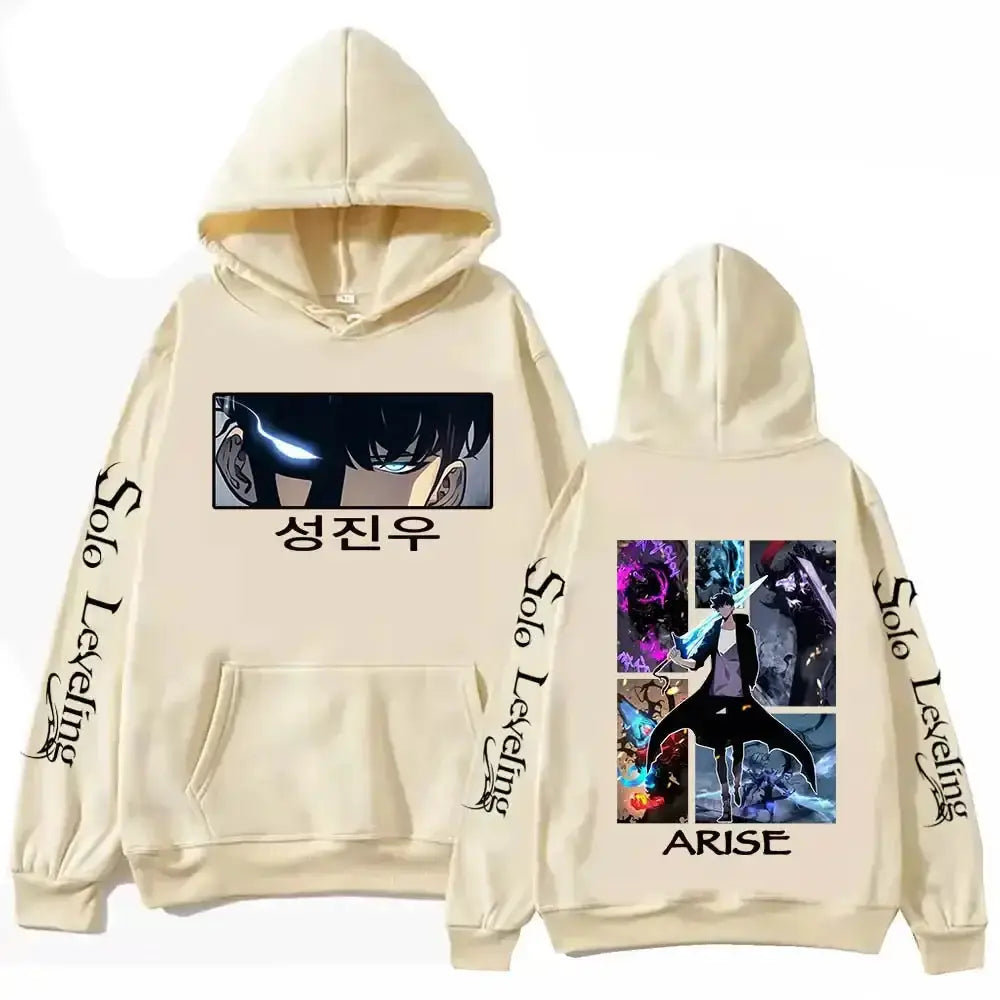 Infinite Visibility Solo Leveling anime hoodie featuring a Harajuku fleece pullover with bold graphic design and comfortable fit.
