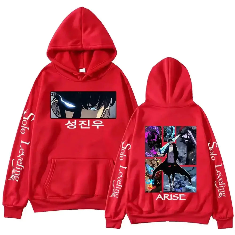 Infinite Visibility Solo Leveling anime hoodie featuring Harajuku fleece pullover with bold graphic design and comfortable fit.