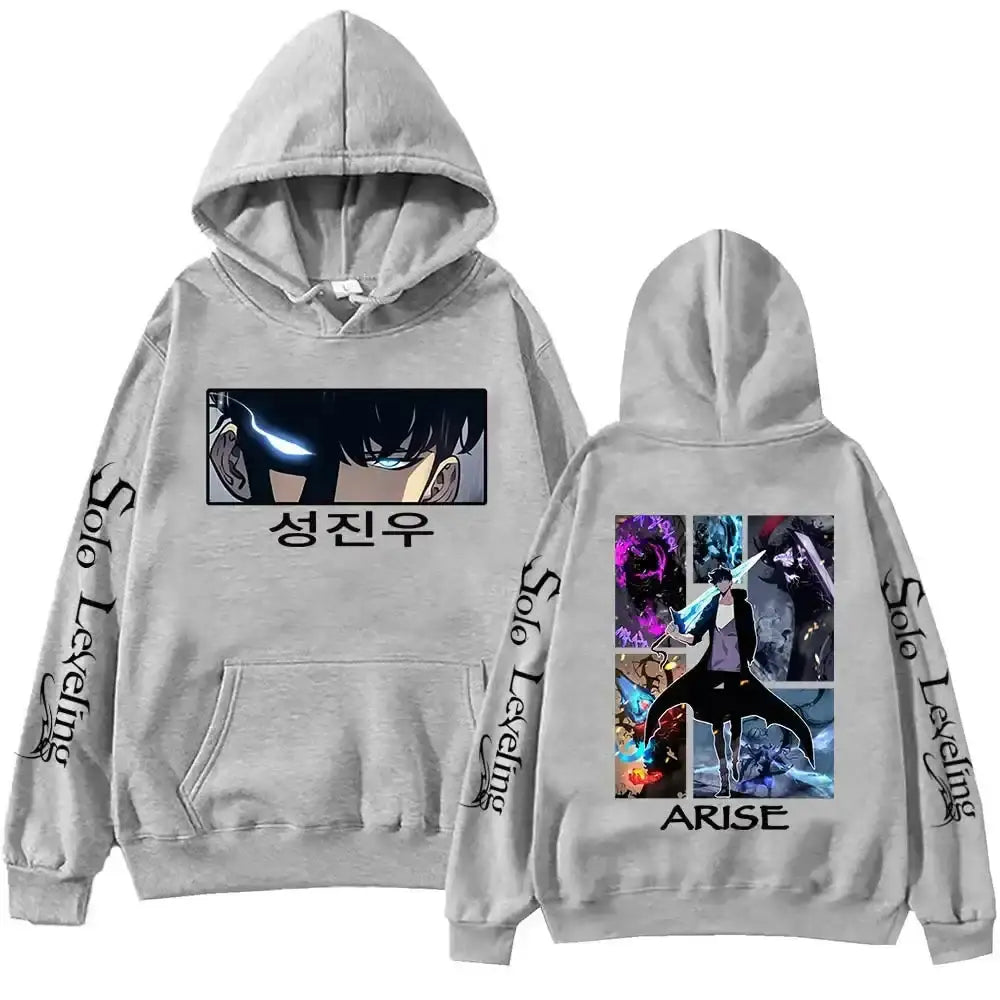 Infinite Visibility Solo Leveling anime hoodie, Harajuku fleece pullover featuring bold graphic design and comfortable fit.